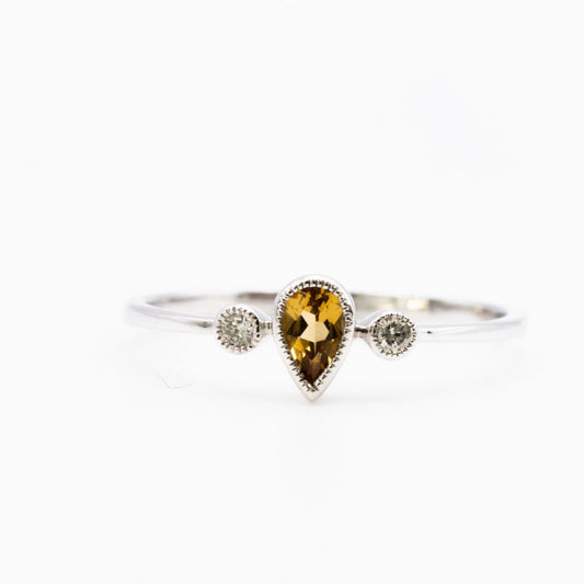 14K Garnet and Natural Diamonds Ring.