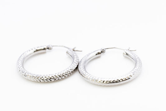 14K White Gold Hoop Earrings