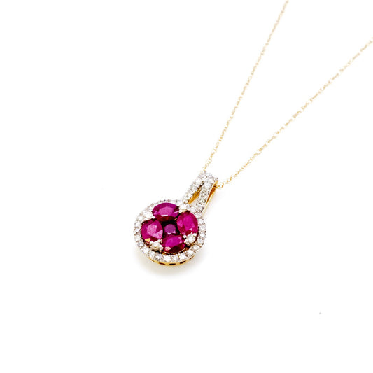 14K Royal Ruby Halo Pendant.