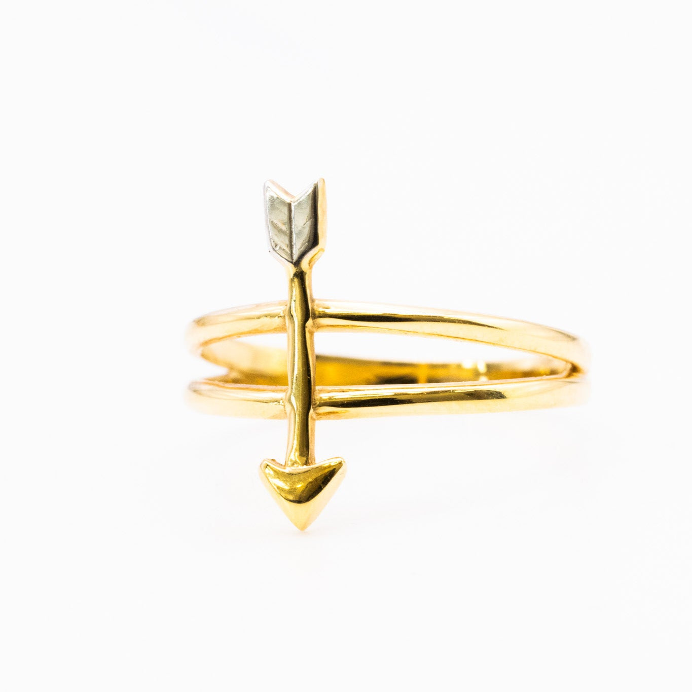 18K Two Tone Arrow Ring