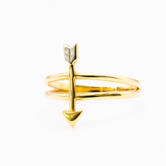 18K Two Tone Arrow Ring