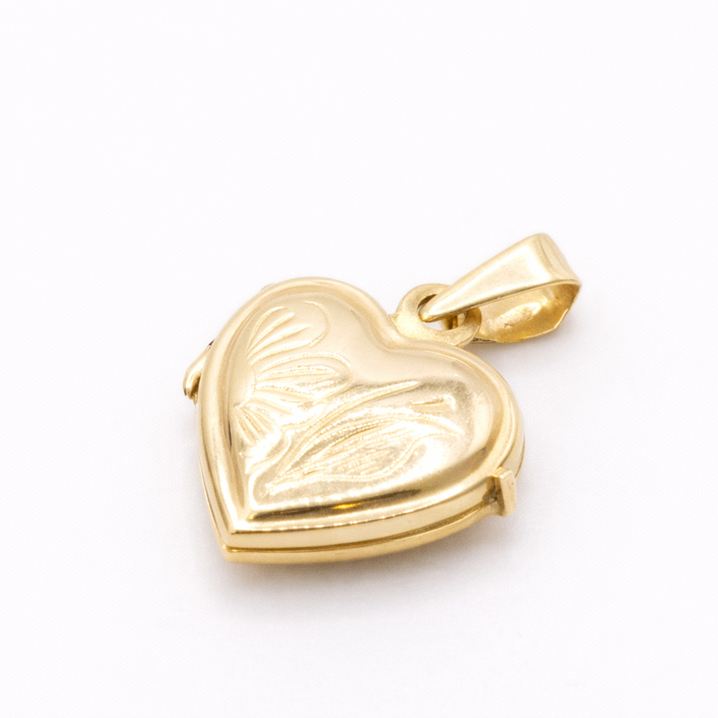 14K Solid Gold Heart Locket Pendant