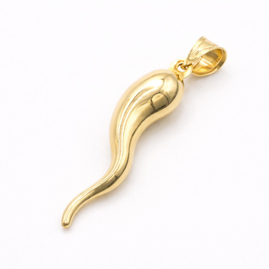 18K Solid Gold Horn Pendant