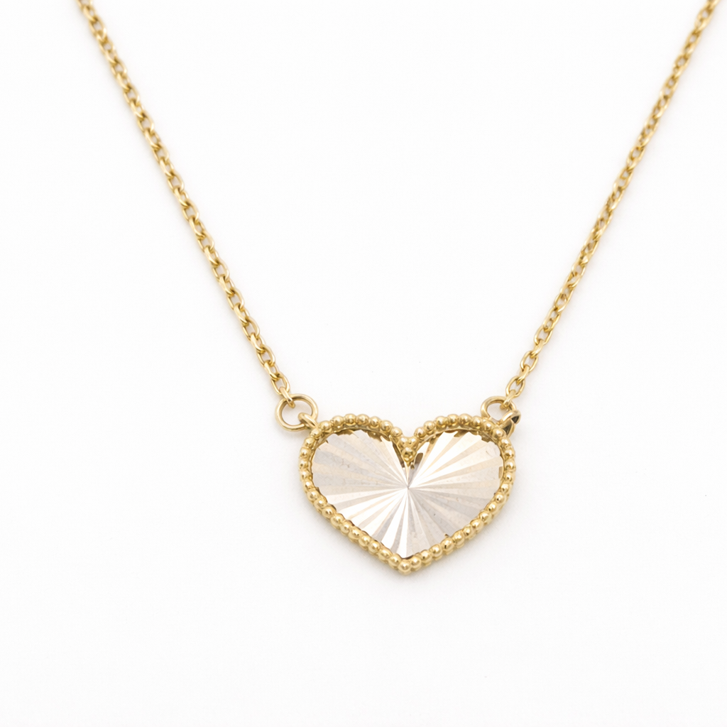 14K Yellow Gold Dainty Heart Pendant Necklace