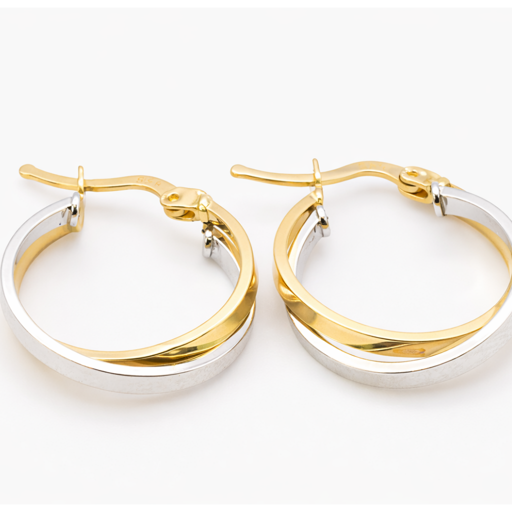 14K Two-Tone Gold Hoop Earrings