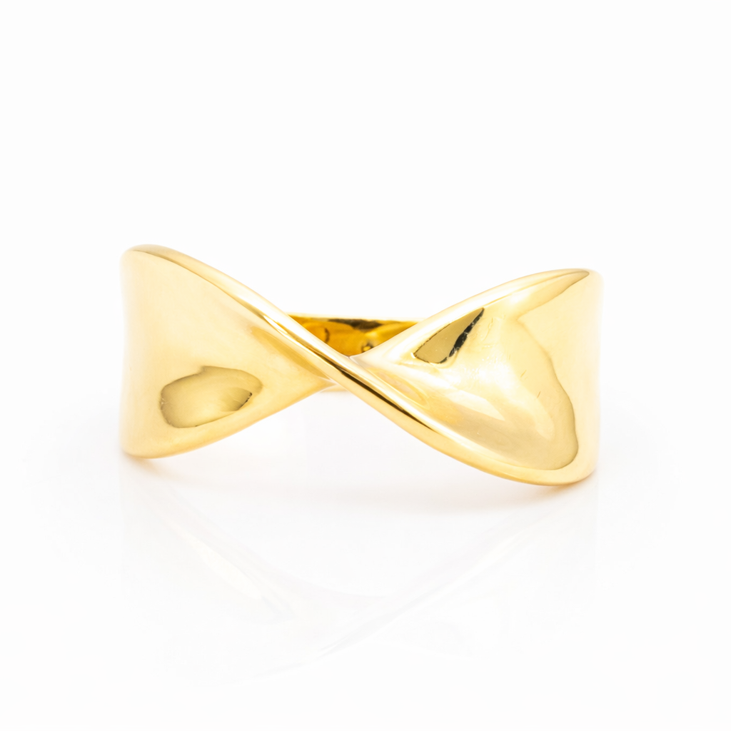 18K Solid Gold Twisted Crossover Ring