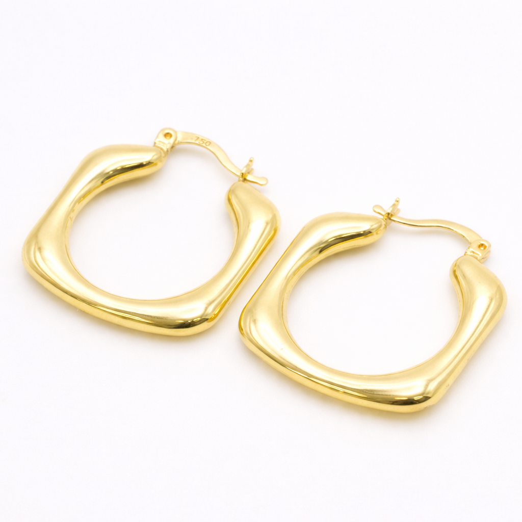 18K Solid Gold Chunky Hoop Earrings