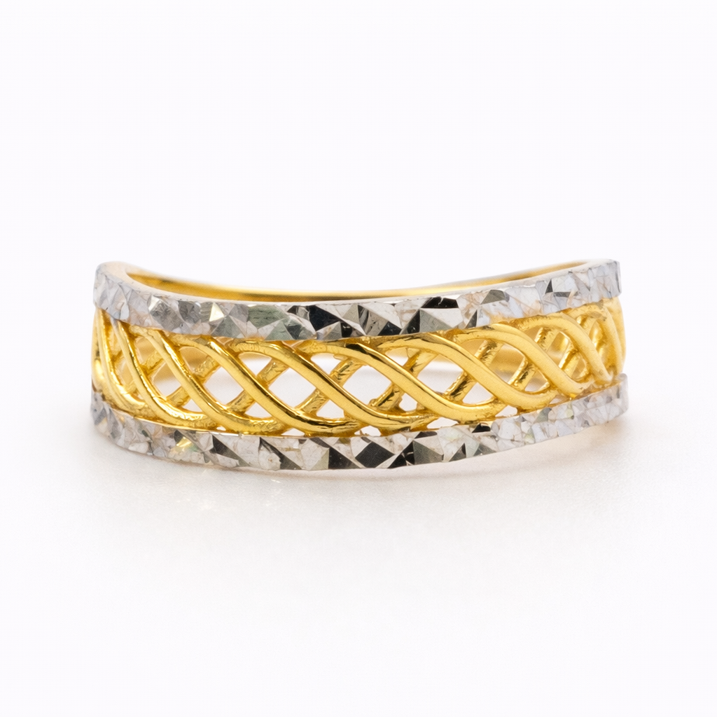 18K Two Tone Gold Braided Ring