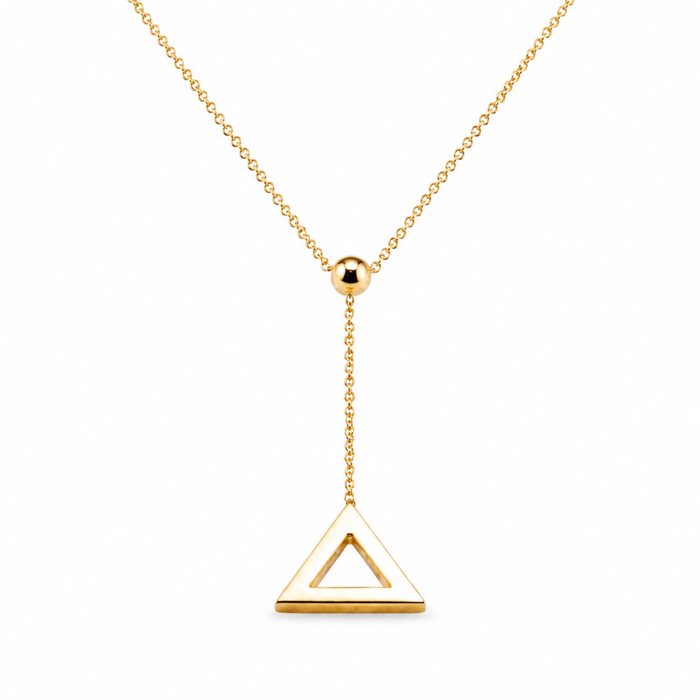 18K Gold Geometric Triangle Pendant Necklace