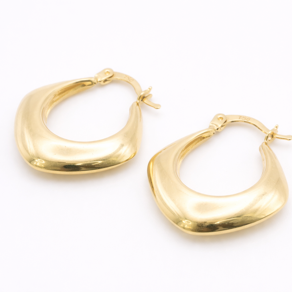 18K Solid Gold Sculpted Hoop Earrings