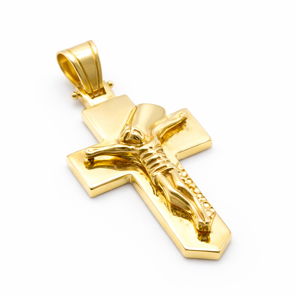 18K Solid Gold Crucifix Pendant