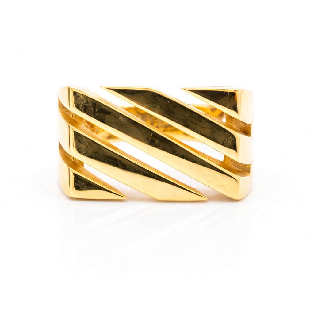 18K Solid Gold Geometric Cut-Out Ring