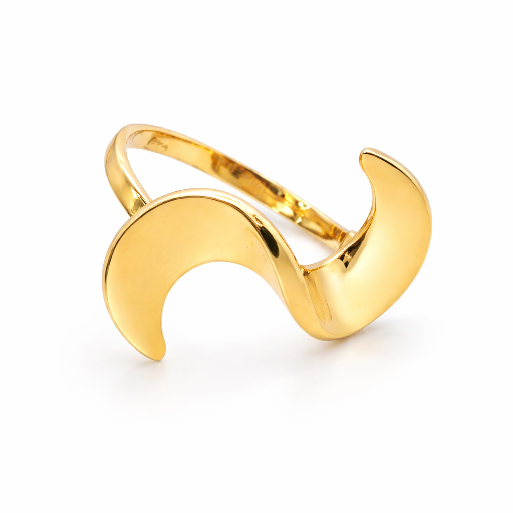 18K Yellow Gold Open Crescent Ring