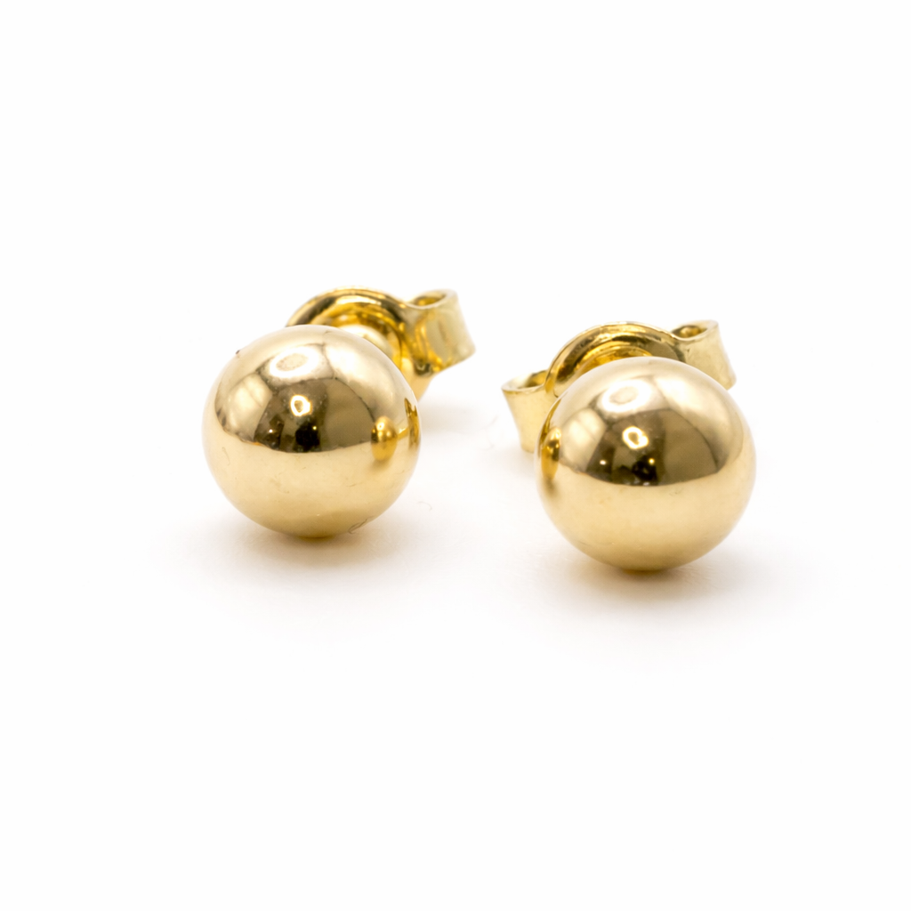 14K Solid Gold Ball Stud Earrings