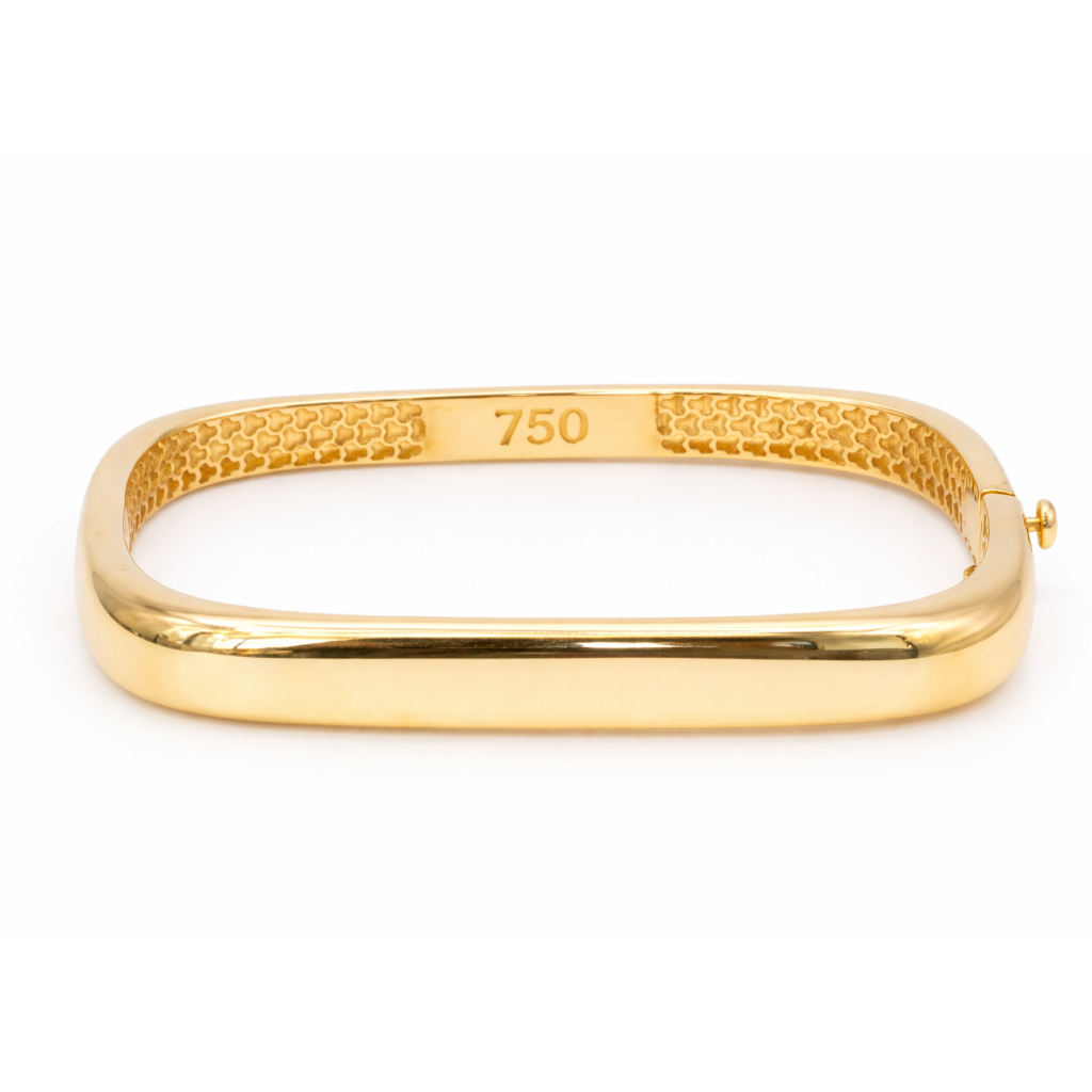 18K Solid Gold Rectangular Bangle