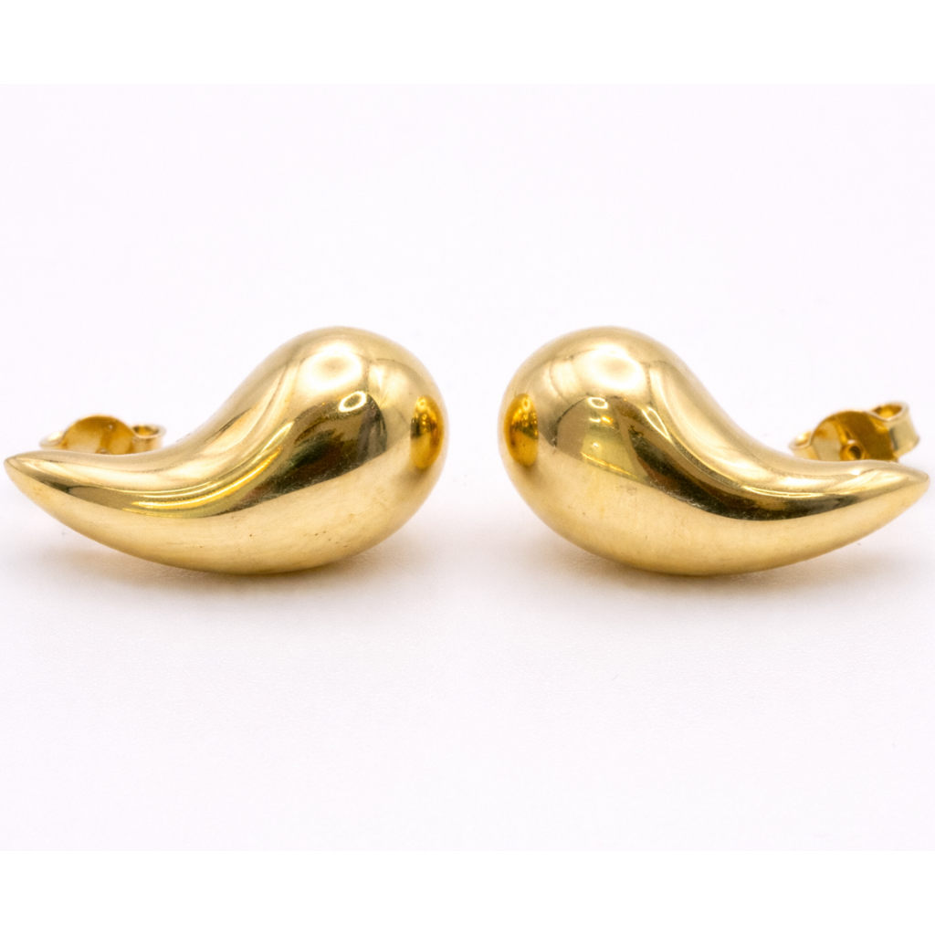 18K Yellow Gold Organic Curve Stud Earrings
