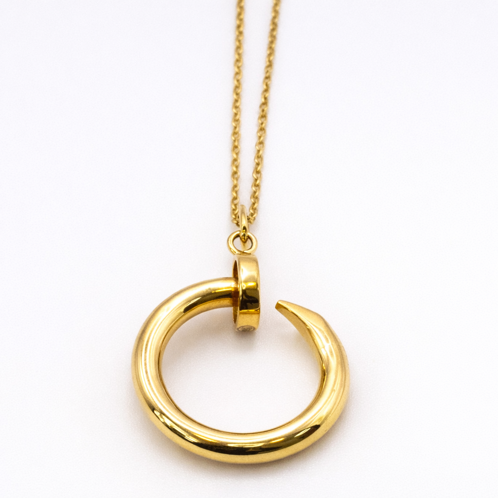 18K Solid Gold Open Circle Pendant Necklace