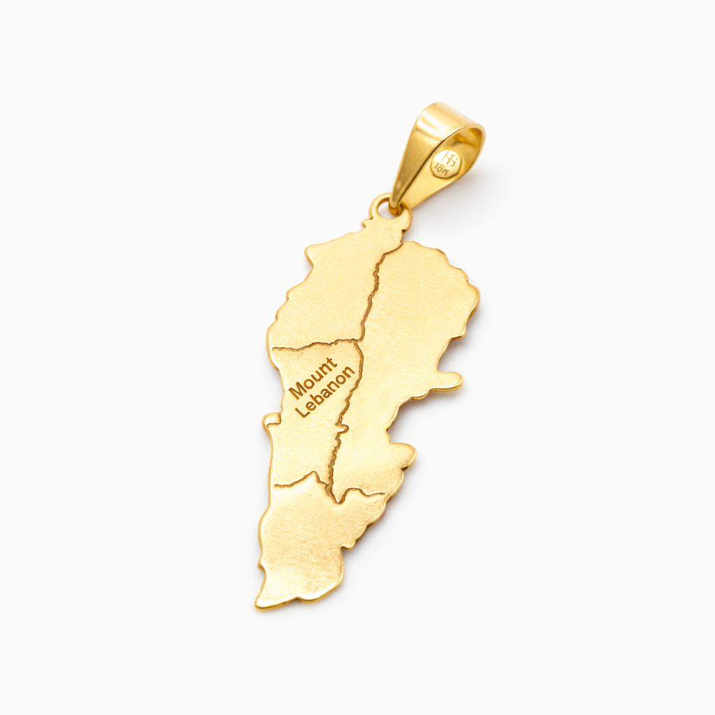 18K Solid Gold Lebanon Map Pendant