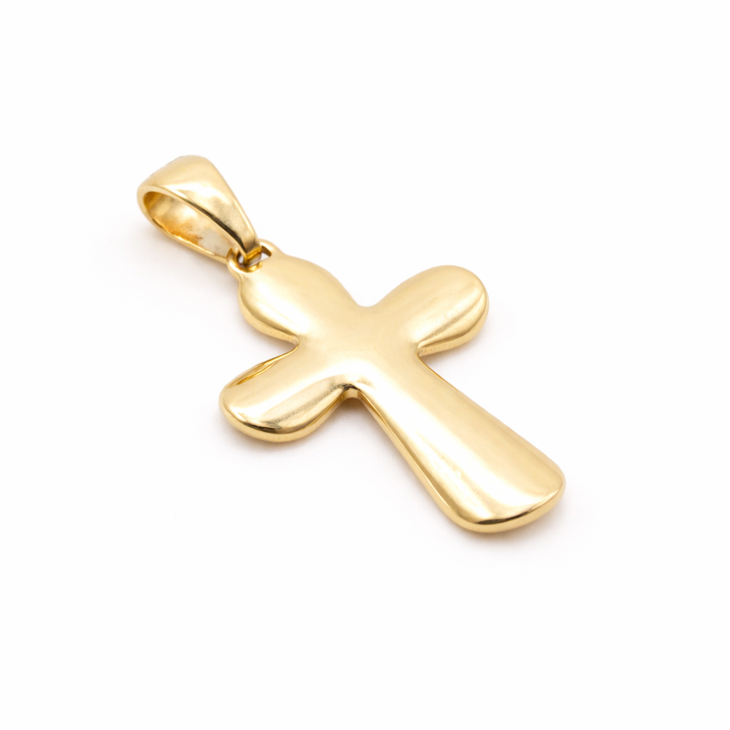 18K Solid Gold Classic Cross Pendant