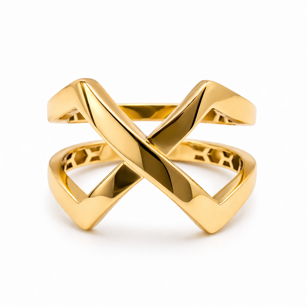 18K Yellow Gold Criss Cross Ring