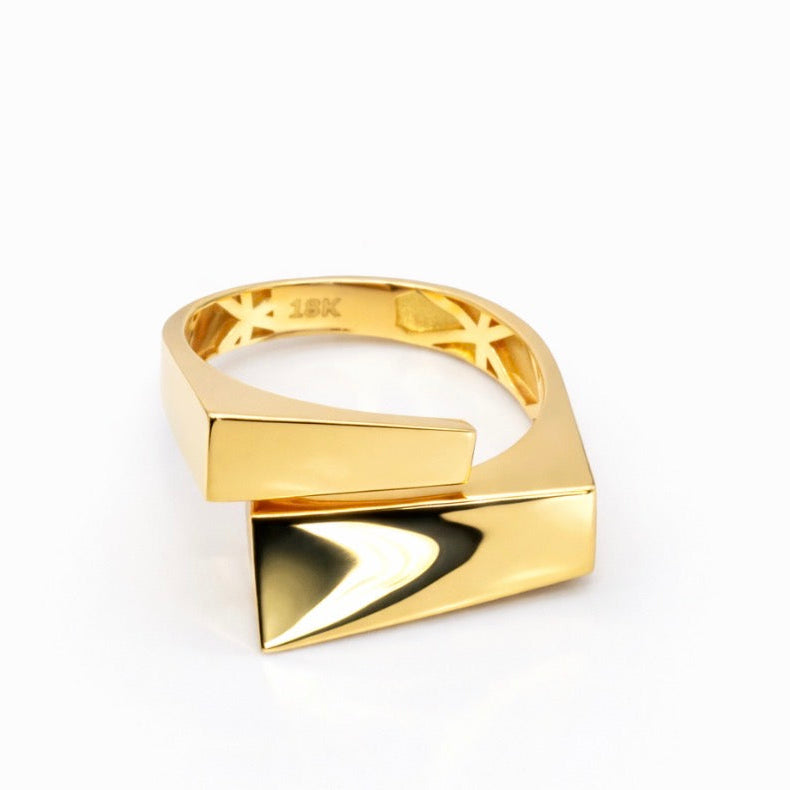 18K Solid gold - Vertex Open Gold Ring