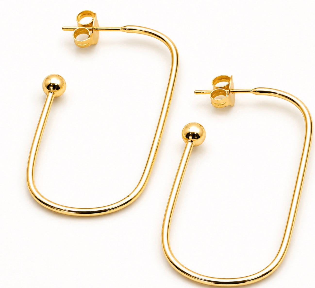 8K Yellow Gold U-Shaped Hoop Earrings