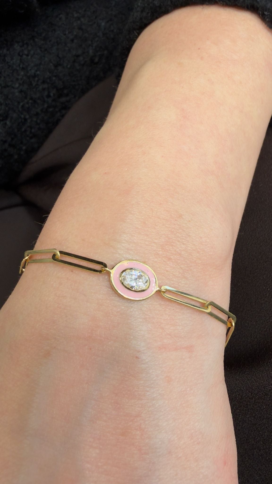 18K Pink Evil Eye Link Bracelet