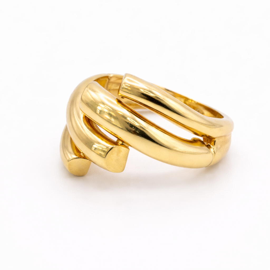 18K Solid Yellow Gold Double Band Ring