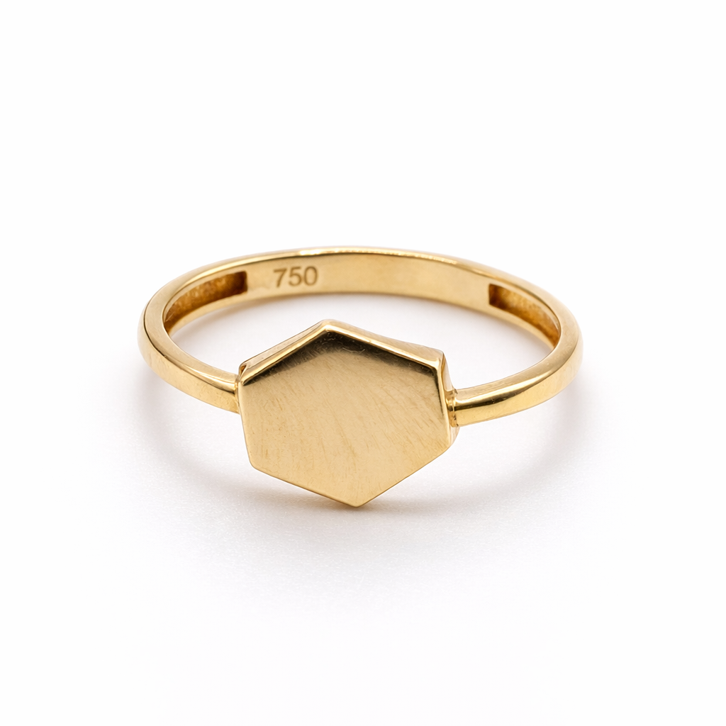 18K Gold Hexagon Ring