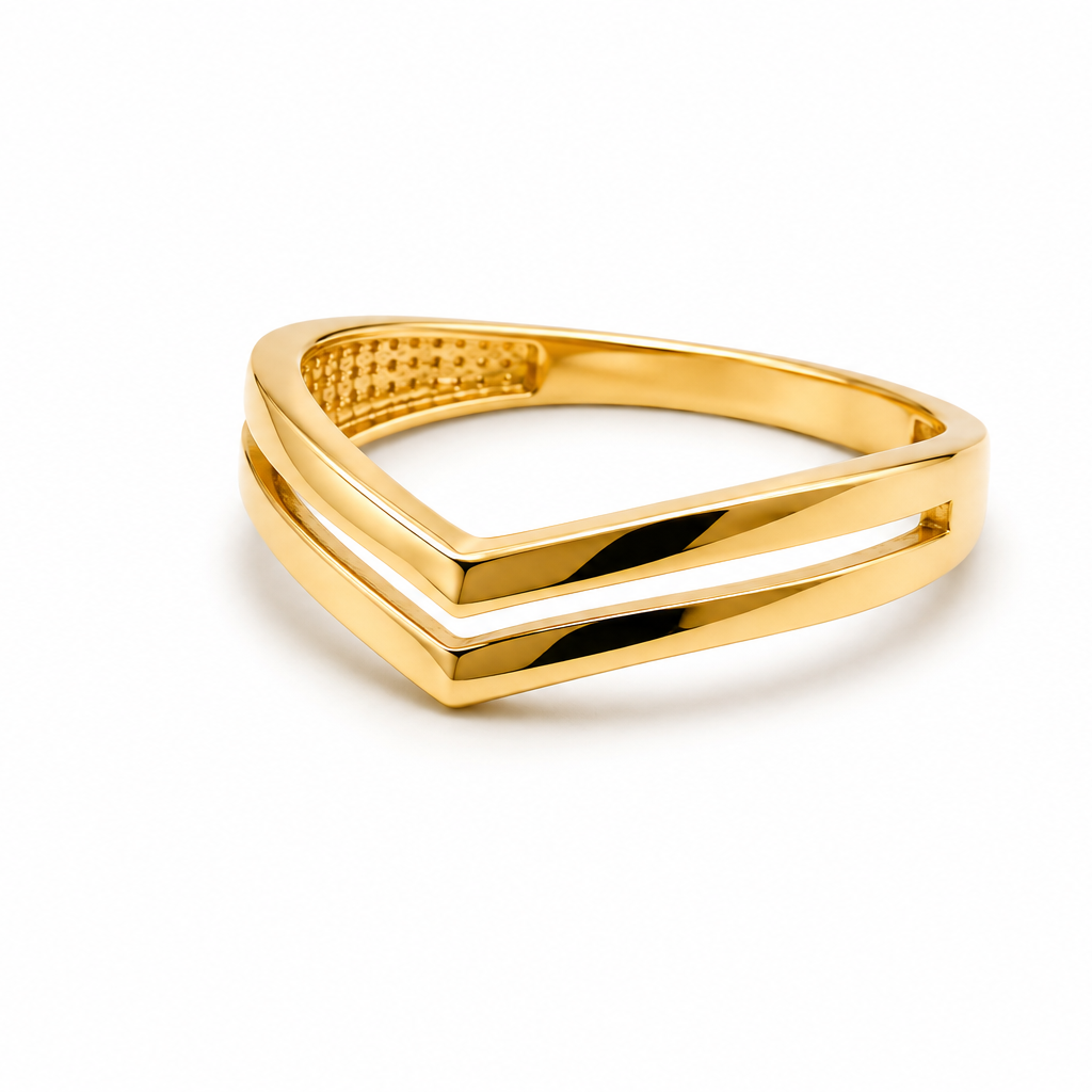 18K Gold Double Chevron Ring