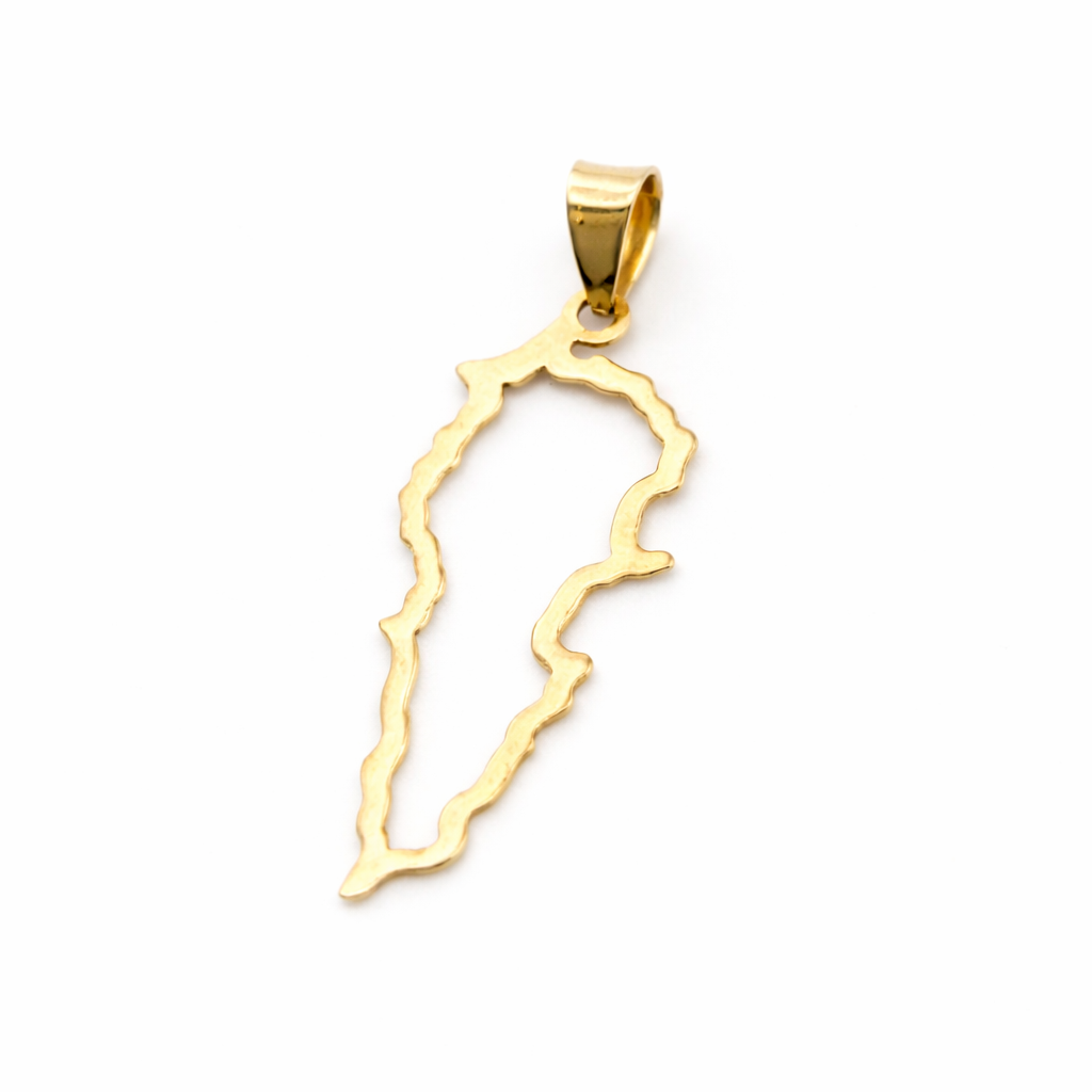18K Solid Gold Lebanon Map Pendant