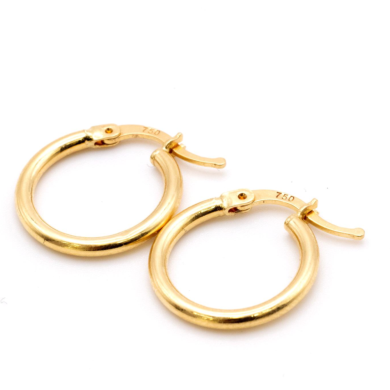 18K Solid Gold Small Hoop Earrings