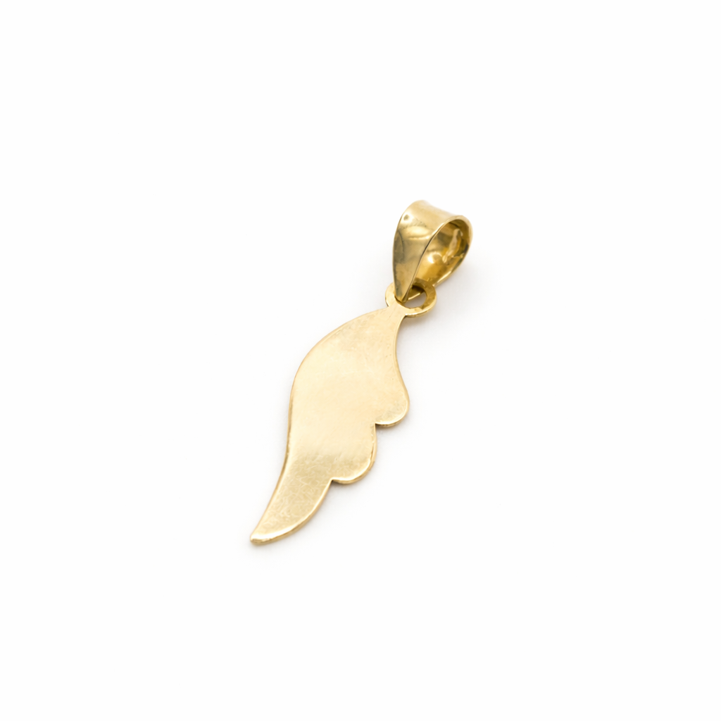 18K Solid Gold Angel Wing Pendant
