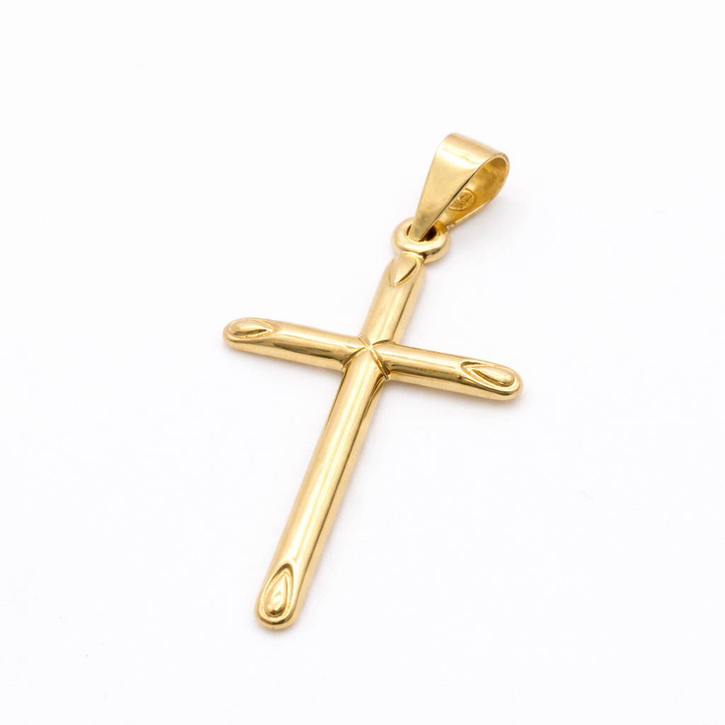 18K Solid Gold Classic Cross Pendant