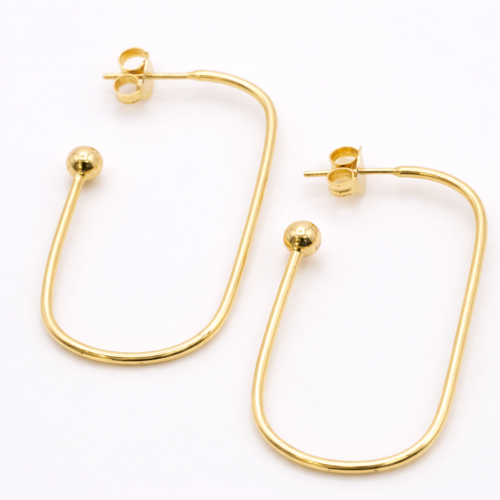 8K Yellow Gold U-Shaped Hoop Earrings
