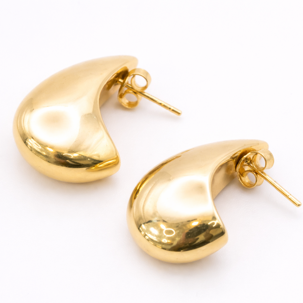 14K Solid Gold Dome Stud Earrings