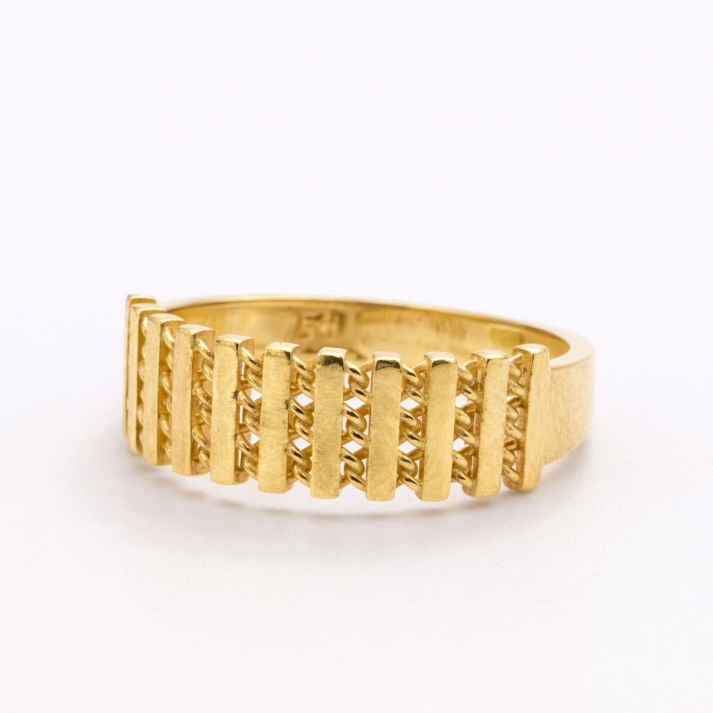18K Yellow Gold Textured Bar Ring