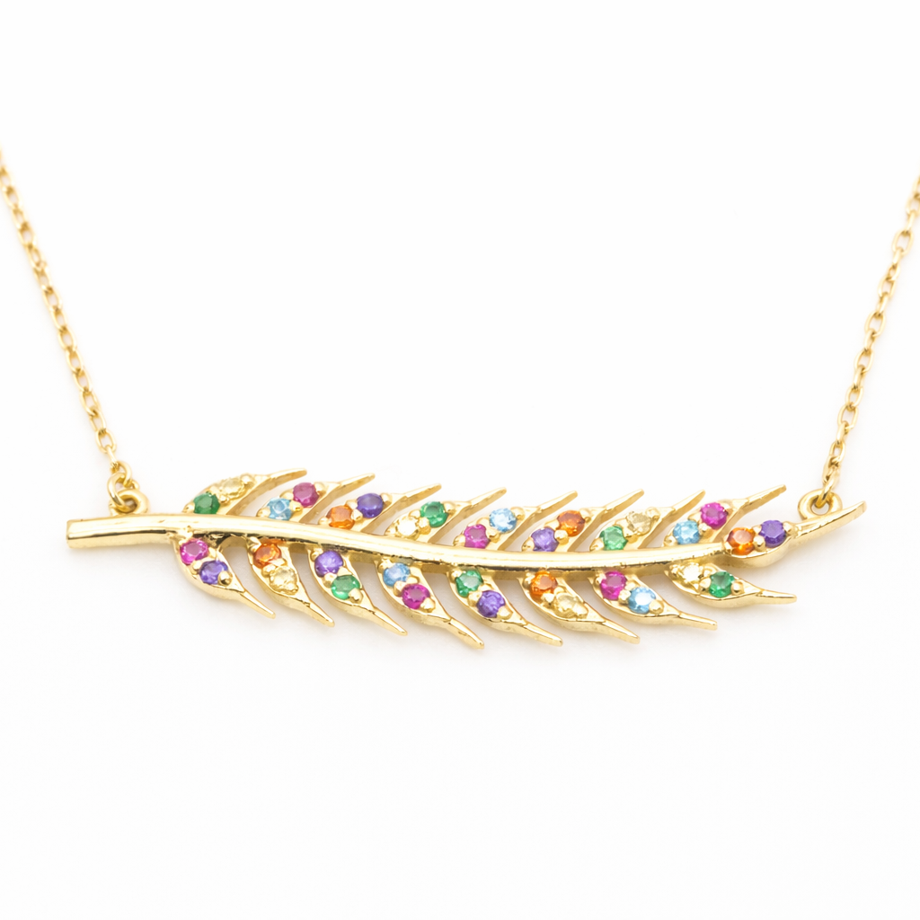 18K Feather Pendant