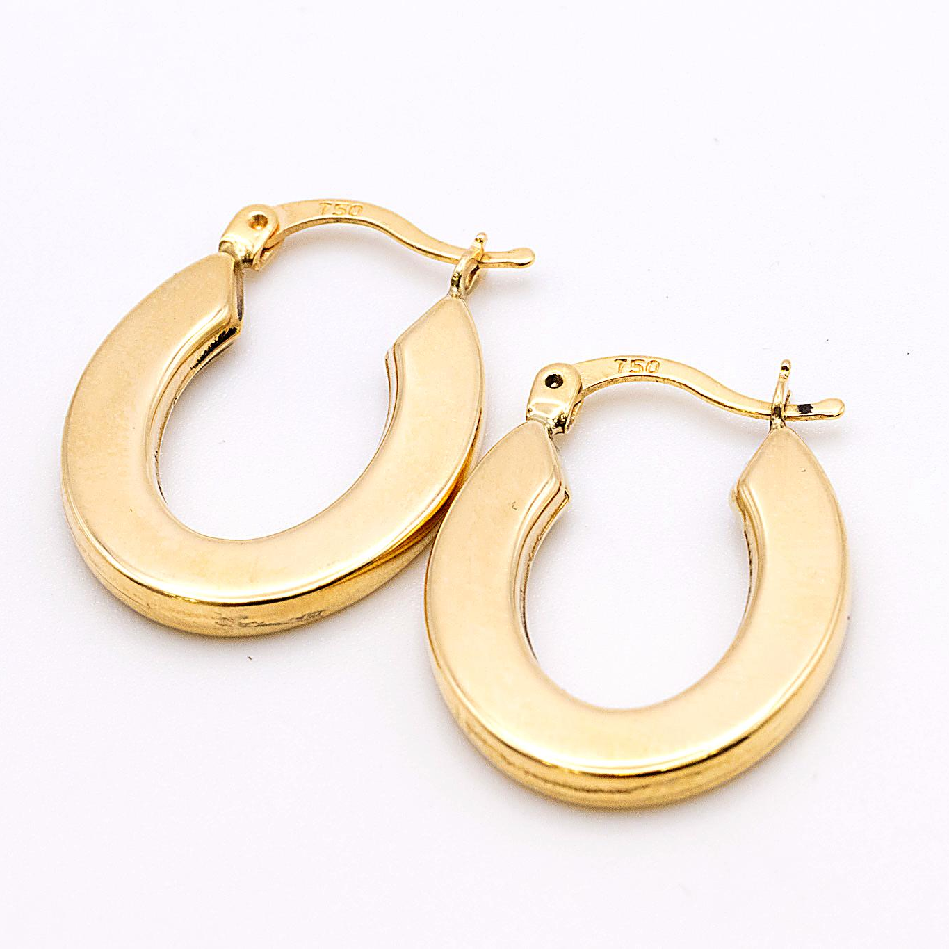 18K Solid Gold Thick Hoop Earrings