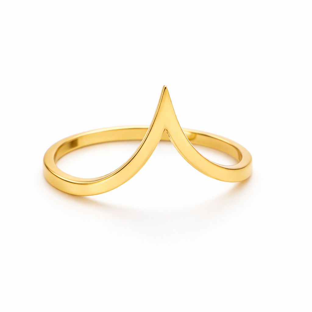 18K Yellow Gold V Shape Ring