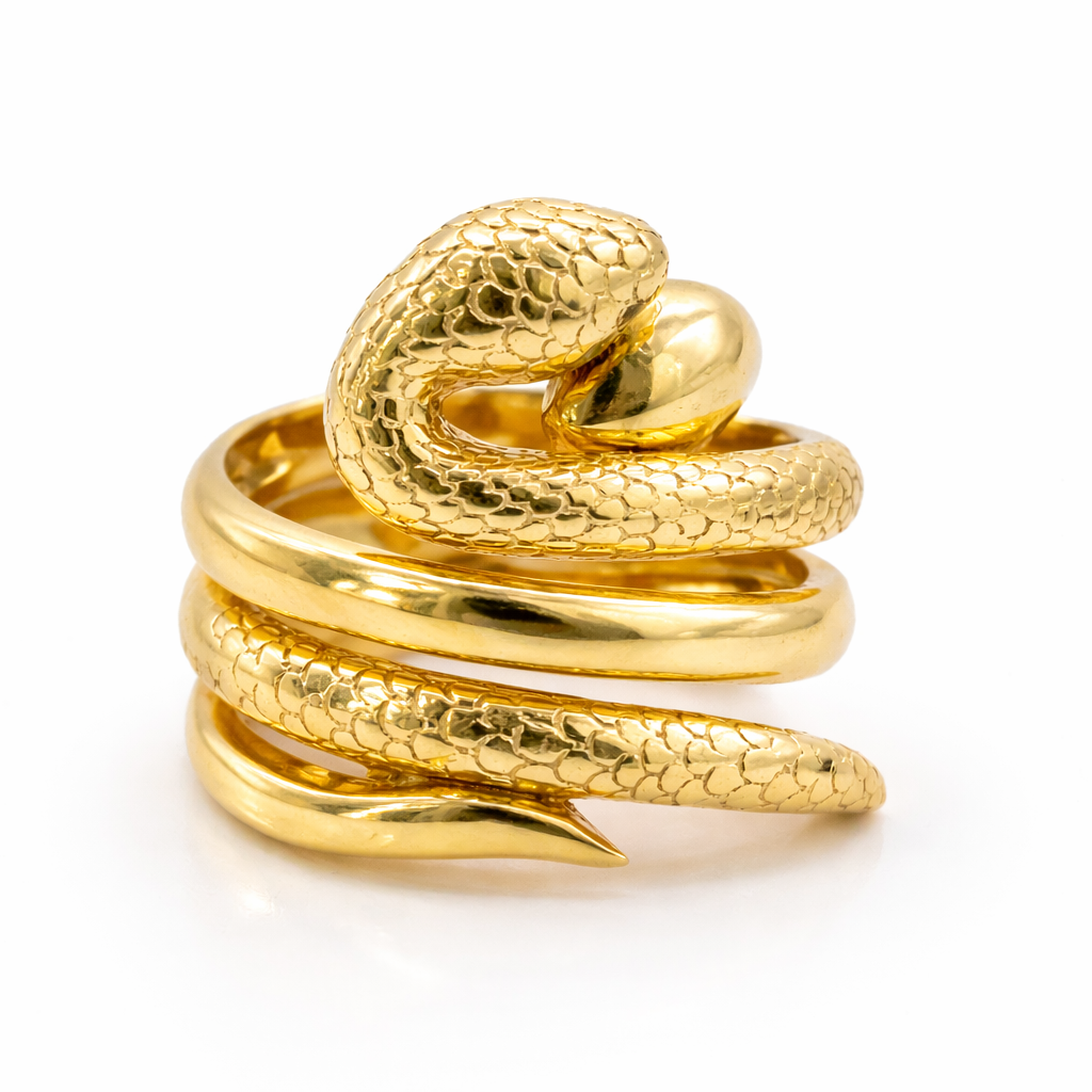 18K Solid Gold Snake Wrap Ring