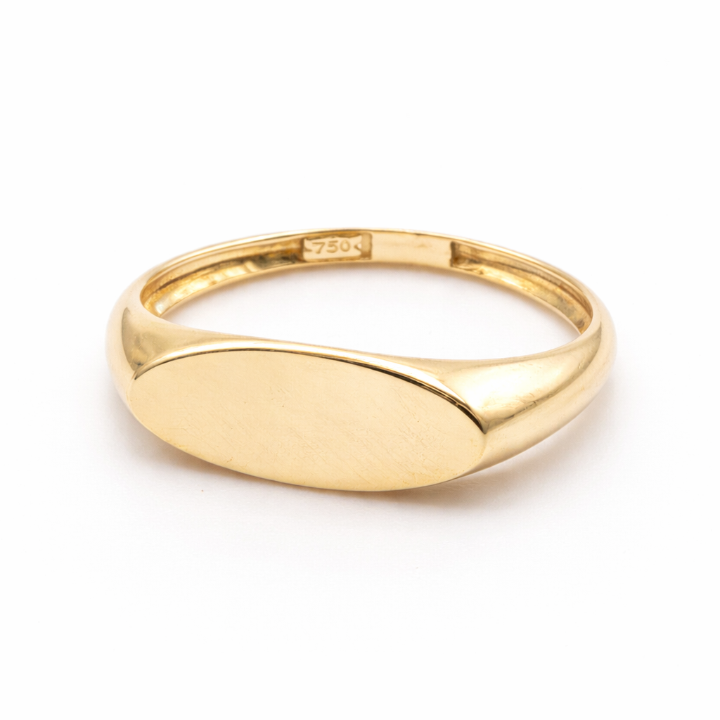 18K Gold Oval Signet Ring