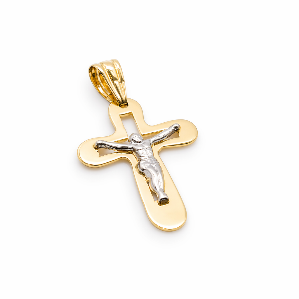 18K Solid Gold Crucifix Pendant