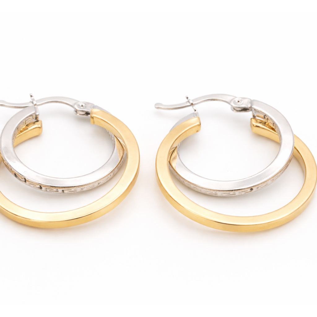 18K Two-Tone Gold Hoop Earrings