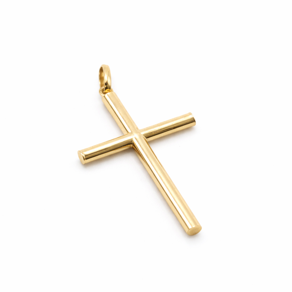 14K Solid Gold Minimalist Cross Pendant