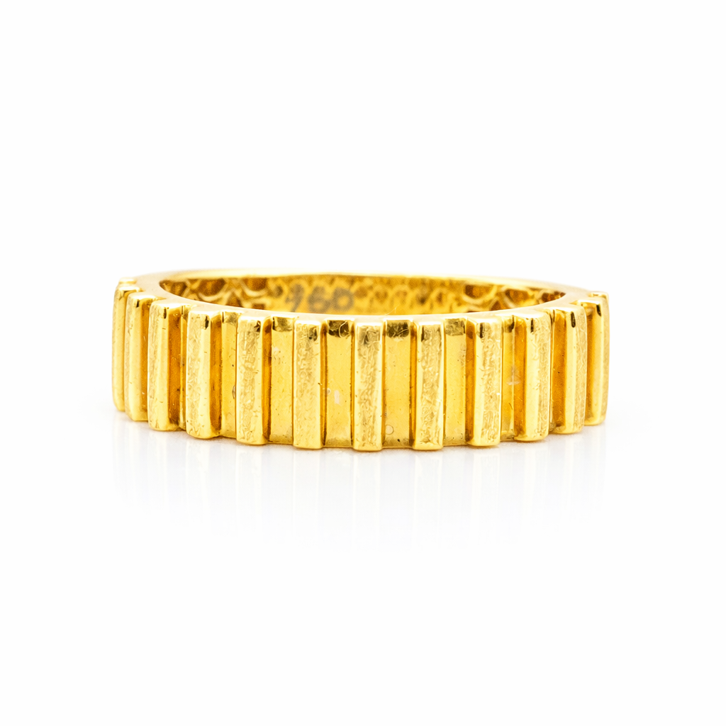 18K Solid Gold Ribbed Band Ring