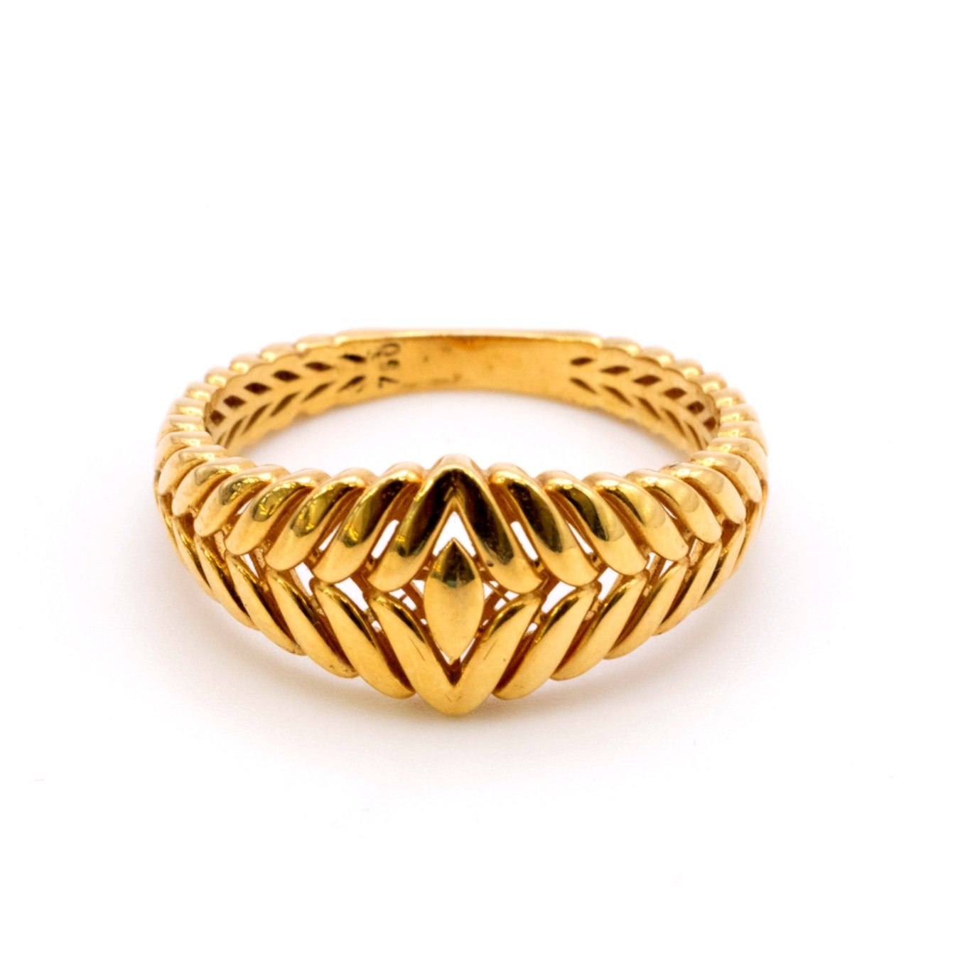 18K Solid Yellow Gold Open Filigree Ring