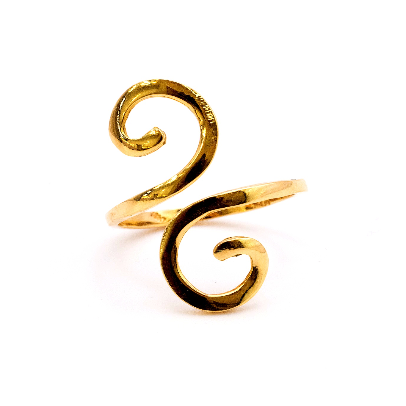 18K Solid Gold Swirl Open Ring – Modern Minimalist Statement Ring