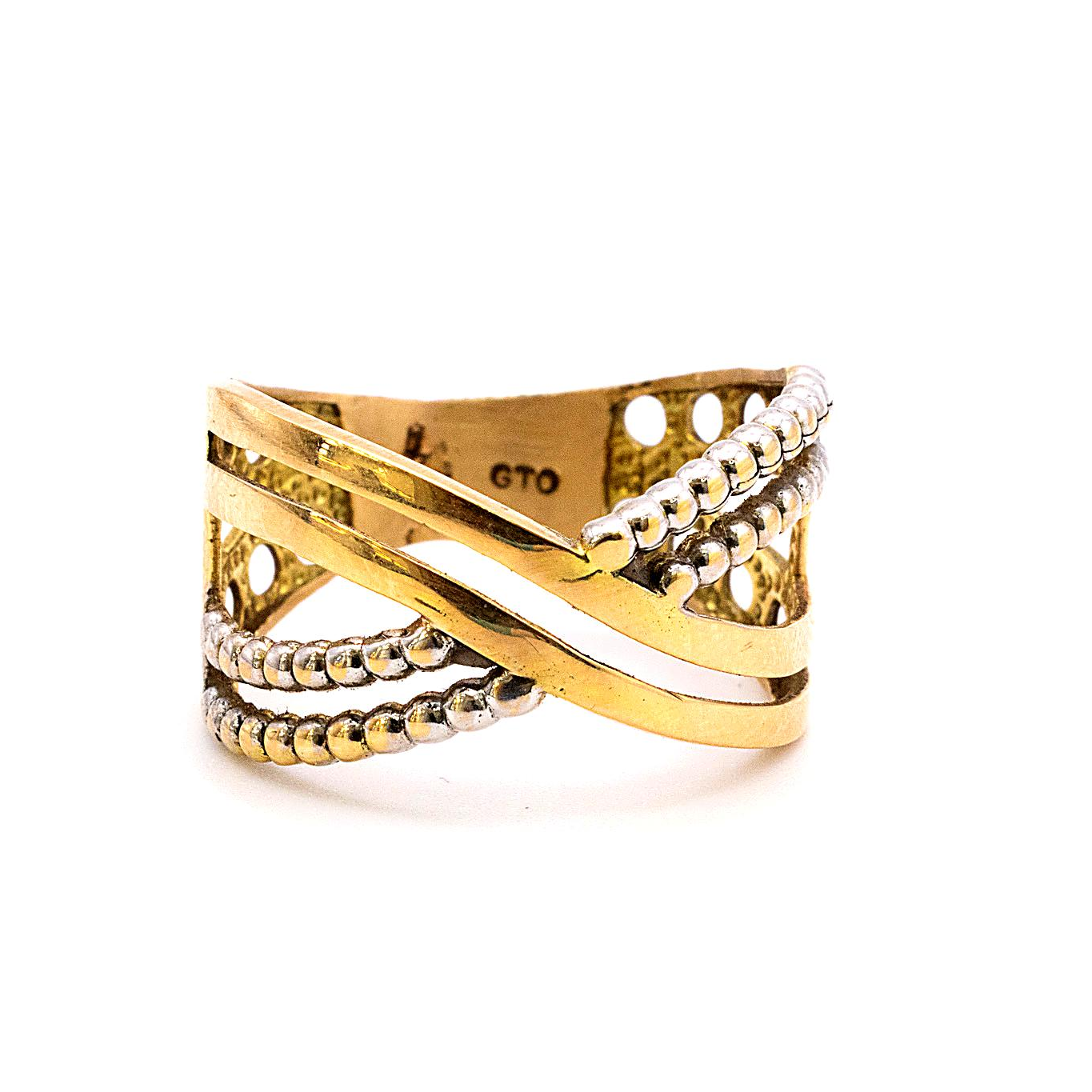 18K Gold Two-Tone Criss Cross Ring